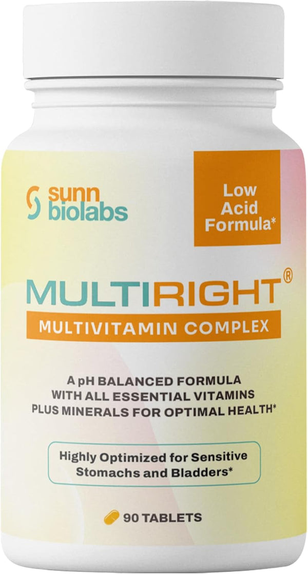 SUNN BIOLABS MULTIRIGHT | Low Acid MULTIVITAMIN | Bladder-Friendly | 14 Vitamins & 14