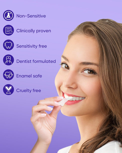 MySmile Non-Sensitive Teeth Whitening Strips Kit - 10Pcs with Waterproof 28X LED Light for Stain Removal