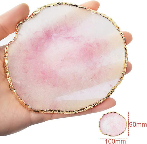 Resin Nail Art Palette, Mixed Color Nail Painting Display Board with Gilded Edge (Pink)
