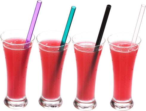Dakoufish 9" Wide Mouth Reusable Plastic Replacement Drinking Straws for Milkshake, Smoothie Set of 8