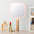 YEAKE Hand Held Mirror with Handle, Small Cute Wood Mirror for Shaving, Portable Travel Vanity (Square, Pink, 1Pack)
