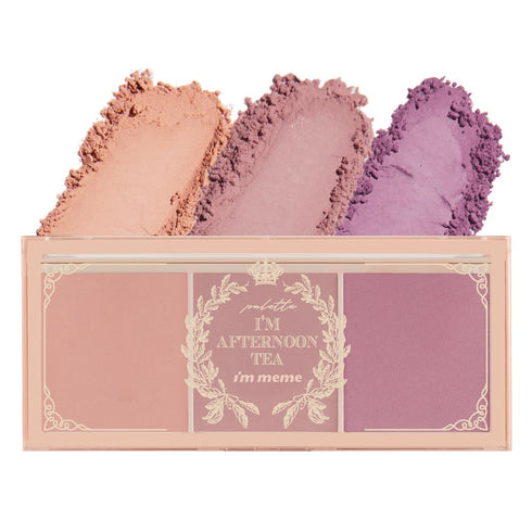 I'M MEME Blusher Palette - Afternoon Tea_Fruit Flavor, Soft Pink, Peach, Lavender, 3 Shades, 0.4 Oz