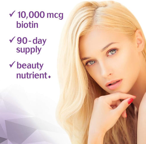 Bluebonnet Nutrition Beautiful Ally Biotin 10,000 mcg - Strengthen Hair & Nails, Vegan, 90 Vegetable Capsules