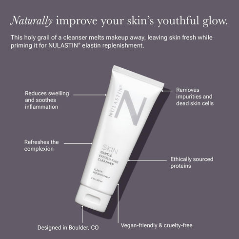 NULASTIN Gentle Exfoliating SKIN Facial Cleanser with Invigorating Caffeine for All Skin Types, Vegan-Friendly & Cruelty-Free (4 oz)