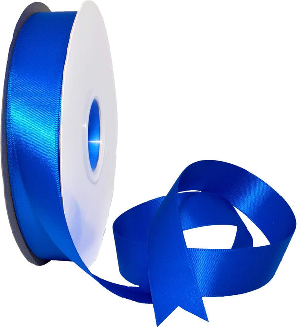 Morex 7/8" X 50 YD Double Face Satin Ribbon - Electric Blue for Gift Wrapping, Birthday Cards, Crafts, Wedding Gifts