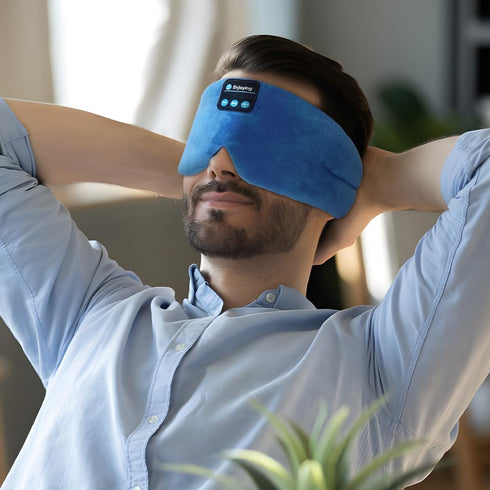 Bluetooth Sleep Headphones Eye Mask, Soft Headband with Wireless Earbuds for Travel Meditation, Blackout Sleep Mask