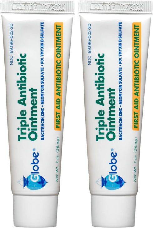Globe Triple Antibiotic First Aid Ointment, 1 oz (2-Pack), 24-Hour Infection Protection