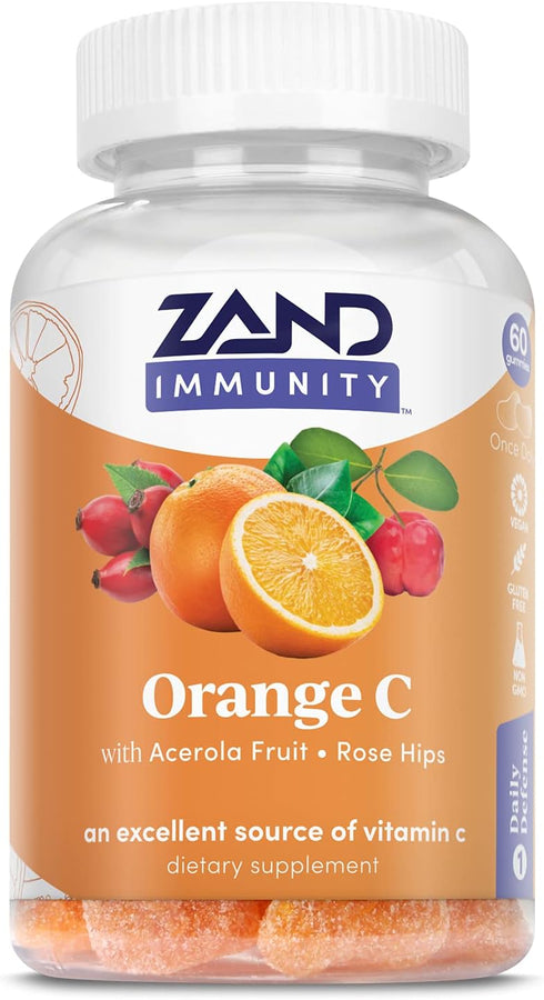 Zand Orange C Gummies - 60ct, 30 Serv. - Immune Support with Vitamin C, Acerola & Rose HIPS