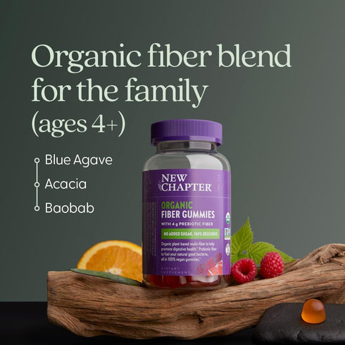 New Chapter Gummies 4+), 60 Organic Fiber for Adults & Kids (Age Plant-Based Prebiotic Fiber for Digestive Health