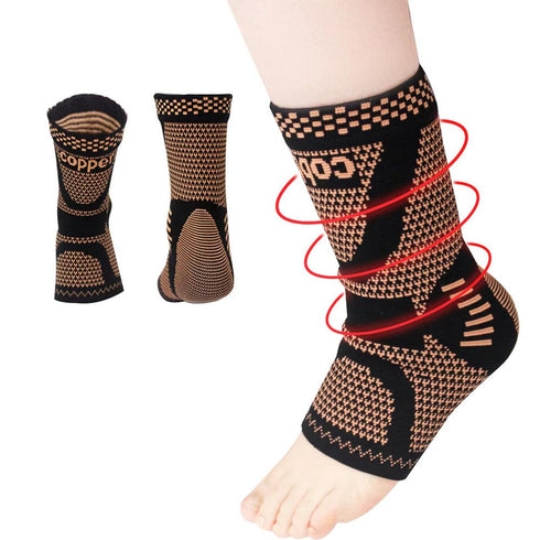 Copper Ankle Brace, Copper Infused Support for Men & Women, Best Compression Sleeve for Plantar Fasciitis & Pain Relief