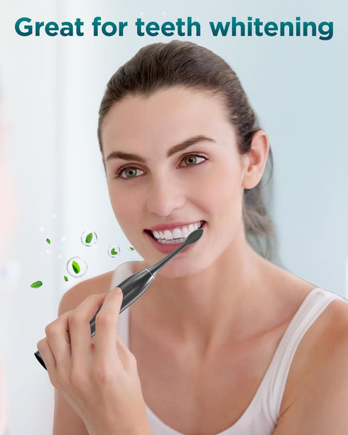 Upgraded Sonic Electric Toothbrush for Adults, Black, 8 Brush Heads, IPX7 Travel Case, 5 Modes, Smart Timer