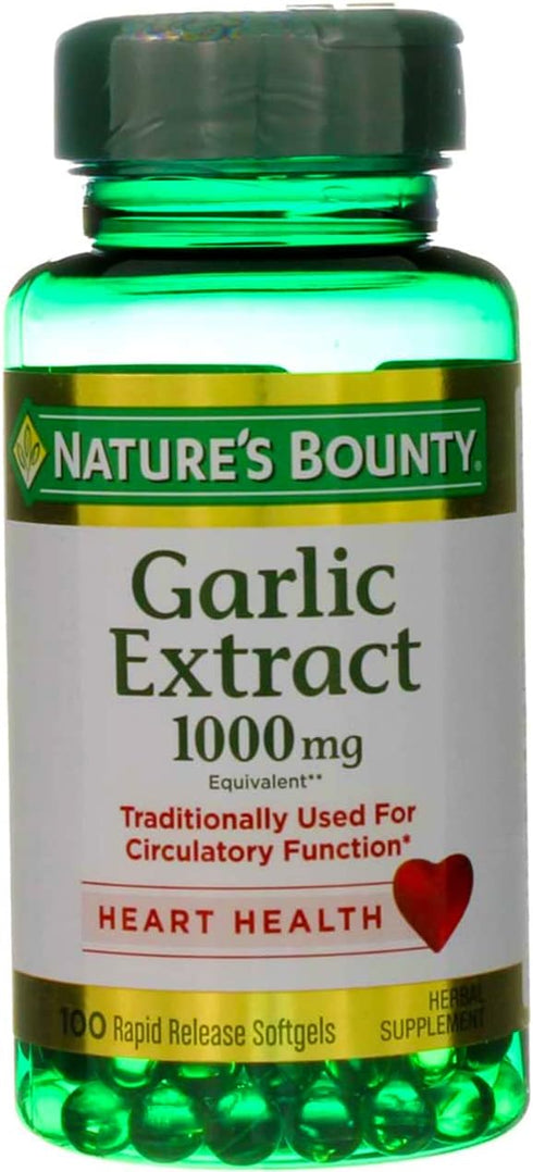 Nature's Bounty Garlic Extract - 1000 mg, 100 Rapid Release Softgels (Pack of 6)
