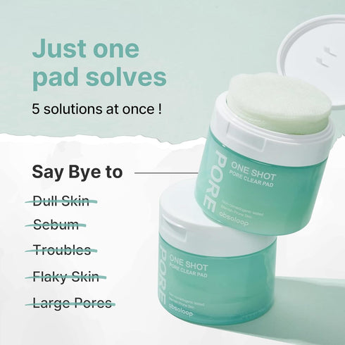 One Shot Pore Clear Toner Pad - Korean Skincare Toner Pad for Blackhead Removal, Vegan (60 Pads, 4.9oz)