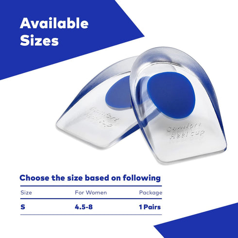 MEDCA Silicone Gel Heel Cushion Pads - Shoe Inserts for Plantar Fasciitis, Sore Heel, Bone Spur & Achilles Pain Relief,