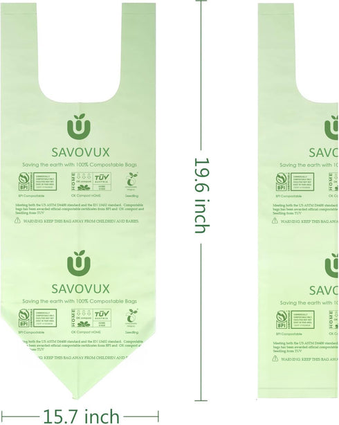 1.2-1.6 Gallon Compostable Bags with Handles, 100 Count Small Biodegradable Kitchen Waste Bags for Countertop Bin