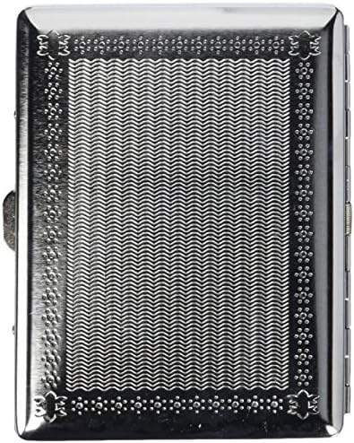 Etched Cigarette Case, Victorian Style Metal Holder for Regular, King and 100's Size (Etched Silver) RFID