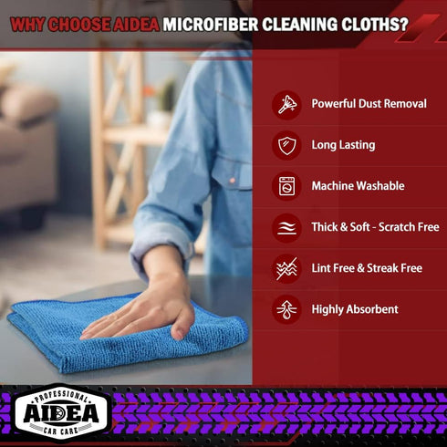 AIDEA Microfiber Cleaning Cloths, 150PK | Premium All-Purpose Car Cloth, Lint-Free, Absorbent Microfiber Cloth