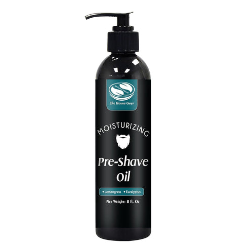 The Henna Guys 8 fl. Oz Lemongrass & Eucalyptus Pre Shave Oil for Men, Excellent for Burns Free Shave