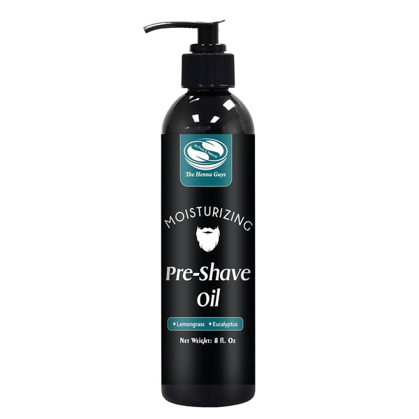 The Henna Guys 8 fl. Oz Lemongrass & Eucalyptus Pre Shave Oil for Men, Excellent for Burns Free Shave