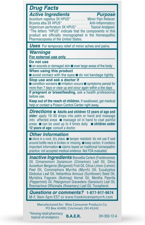FRANKINCENSE & MYRRH Nerve and Foot Pain Relief Rubbing Oil - Maximum Strength with Essential Oils, 2 Fl. Oz.