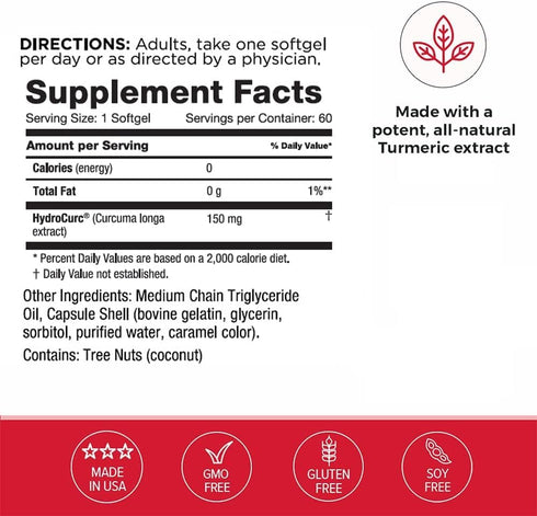 Omax3 2 Pack - HydroCurc Turmeric Curcumin Softgels, Highly Bioavailable MCT Oil Nanoparticle for Potency & Absorption