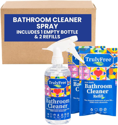 2-Pack TrulyFree Bathroom Cleaner, Cleaning Spray for Toilet, Sink, Tub, Shower, Includes 16-oz Spray Bottle
