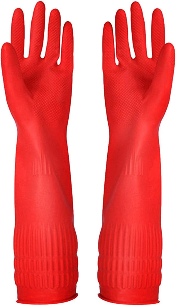 Rubber Cleaning Gloves, 3-Pairs Kitchen Dishwashing Gloves, Waterproof Reusable, Small