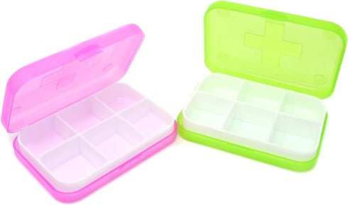 Honbay 4PCS 6 Compartments Waterproof Plastic Pill Organizer Box Case for Daily or Travel Use