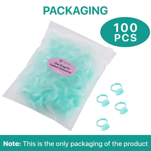 Pretty 100PCS Glue Rings for Eyelash Extensions - Lash Glue Holder, Volume Lash Rings, Fanning Cup, Green