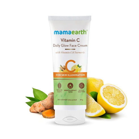 MAMAEARTH Vitamin C Daily Glow Face Cream, Skin Illumination with Turmeric, Lightweight & Hydrating Formula