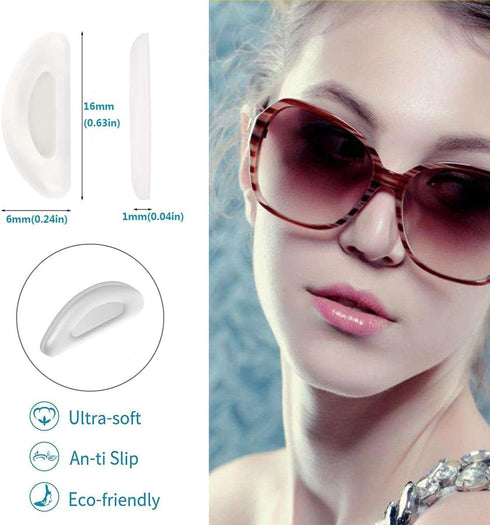 Eyeglass Nose Pads - Adhesive Anti-Slip Soft Silicone Nose Pad Cushion for Glasses, 12 Pairs, Clear