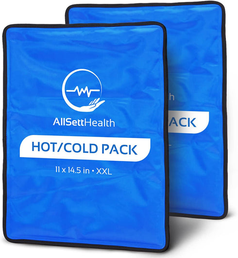 Reusable Ice Packs for Injuries, 11" x 14.5" - 2 Pack XL Hot & Cold Pack for Back Pain Relief, Flexible When Frozen