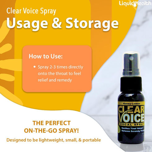 LIQUIDHEALTH Clear Voice Vocal Spray, Honey Lemon (3 Pack)