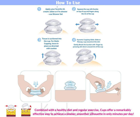 Koukone Sets 4pcs Professionals Silicone Cupping Therapy Massage Cups Vacuum Cupping Cups Massage Jars - Deep Tissue