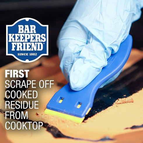Bar Keepers Friend Cooktop Cleaner + Scraper + Dish Fish, Multipurpose Liquid Stovetop Cleanser for Glass & Ceramic