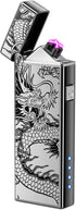 LcFun Electric USB Rechargeable Lighter, Windproof Plasma Dual Arc with LED Battery Indication (Black Dragon)