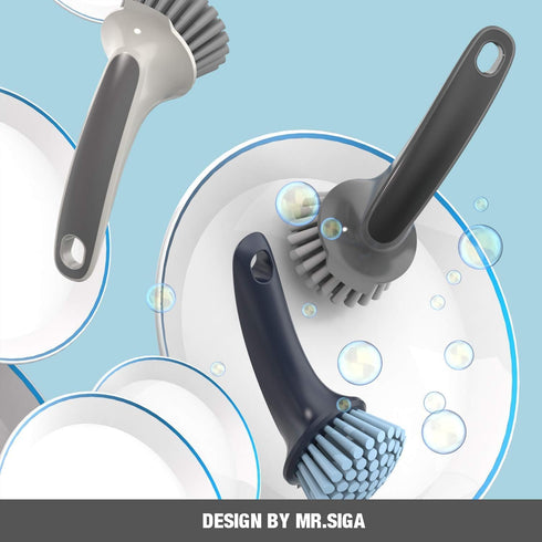 Pack 2 MR.SIGA Pot and Pan Cleaning Brush, Dish Brush for Kitchen
