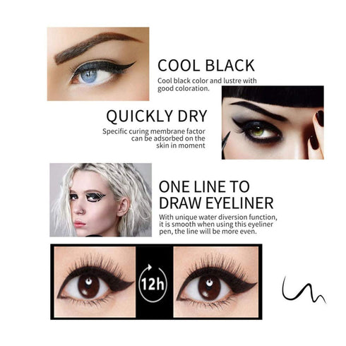 GLOGLOW Cat Eye Makeup Liquid Eyeliner Pen, Waterproof Neon Colorful Long-lasting Black Makeup Tools (Green)