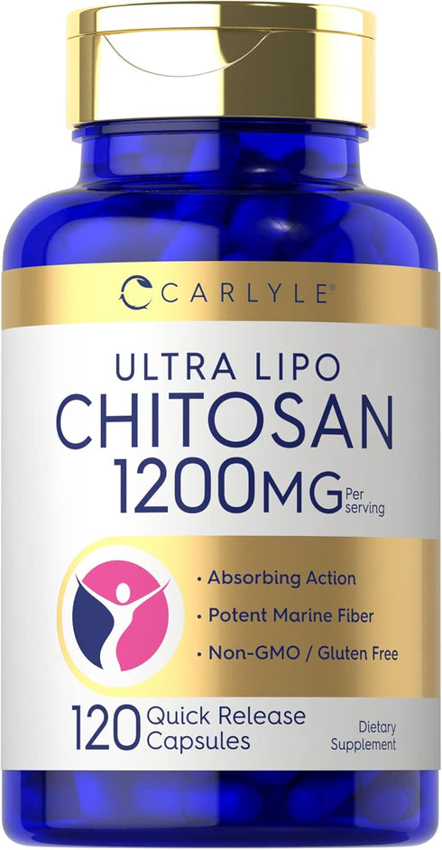 Carlyle Chitosan Supplement 1200mg | 120 Quick Release Capsules | Gluten Free, Non-GMO | Ultra Lipo