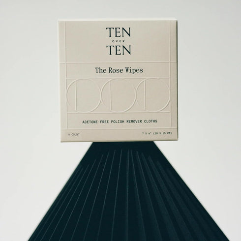 tenoverten Rose Wipes - Acetone-Free Nail Polish Remover Cloths, Clean Natural Nail Care (1 Box, 6 Wipes)