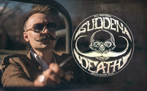 Mustache Wax Strong Hold Grooming for Men, Sudden Death Moustache & Beard Wax 1oz Tin