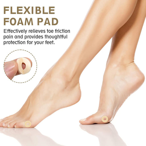 Taefuwr 60PCS Corn Cushions for Feet, Latex Sponge Foot Callus Pads, Corn Pads for Toes (Rotundity)