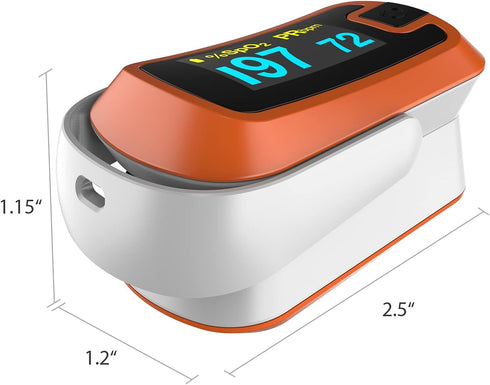 Orange Dual Color OLED Finger Pulse Oximeter by MIBEST - Blood Oxygen Saturation Monitor with OLED Screen