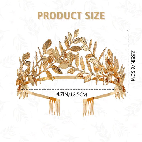 Jakawin Wedding Gold Leaf Crowns Tiaras Bridal Headband Prom Costume Hair Accessories for Women Girls