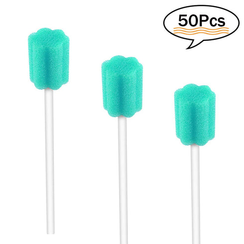 Disposable Mouth Swabs Sponge - Sterile Unflavored Oral Swabs Dental Swabsticks (50PCS)