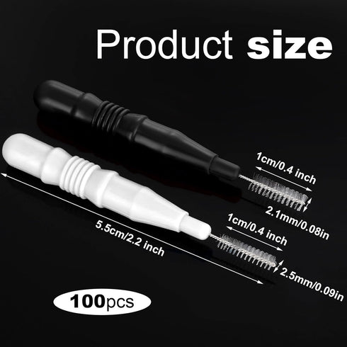 BBTO 100 Pcs Braces Dental Brush Flosser for Cleaner Interdental Brush Toothpick Dental Tooth Flossing Head Oral Dental Toothpick Cleaners Cleaning Tool (Black, White)
