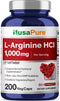 NusaPure L-Arginine - 1000 mg, 200 Veggie Capsules (Non-GMO, Vegetarian, Vegan)