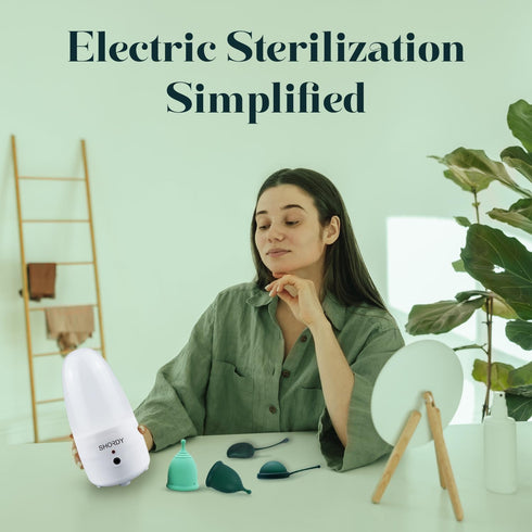 Set 2 SHORDY Menstrual Cup and Steamer Sterilizer for Beginners Kit of Period Cups (Small & Large) Electric Steam