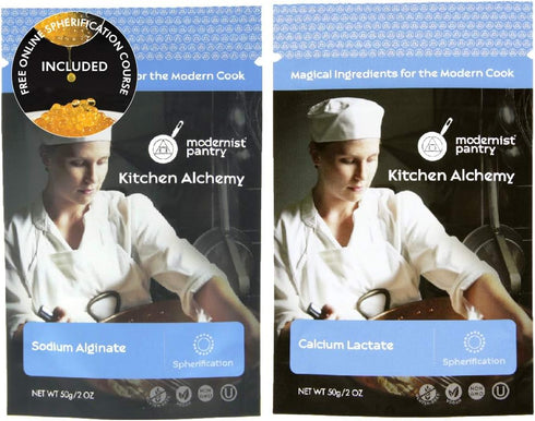 Sodium Alginate + Calcium Lactate Value Pack, Non-GMO Vegan OU Kosher Certified, 100g/4oz