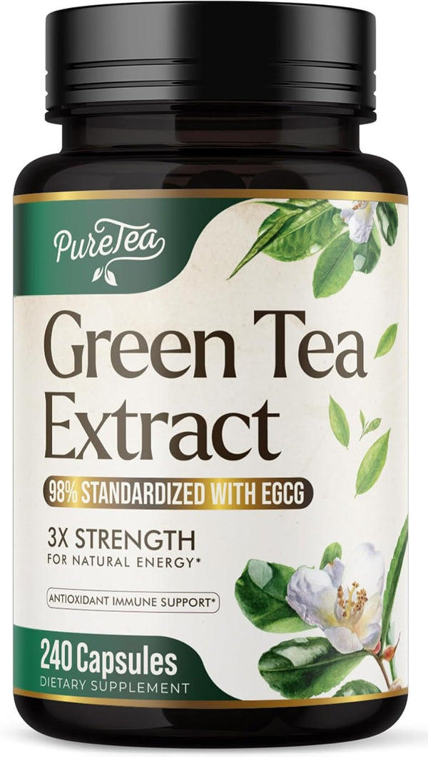 Green Tea Extract Capsules 1000mg with EGCG, 240 Capsules for Heart Support, Natural Energy